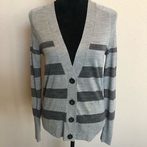 Ann Taylor Loft Gray Striped Cardigan